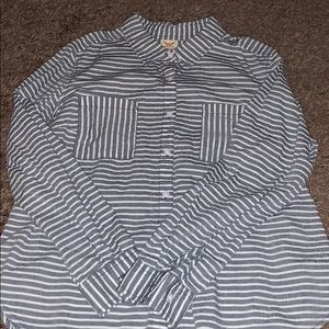 striped collared button up